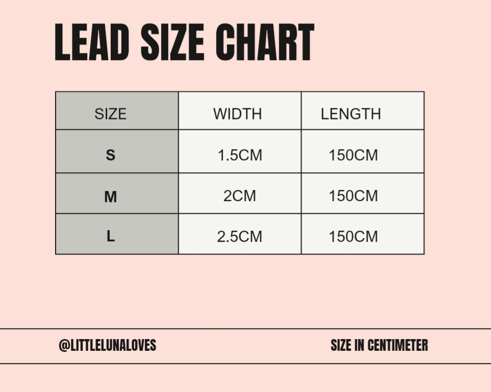 dog lead size chart