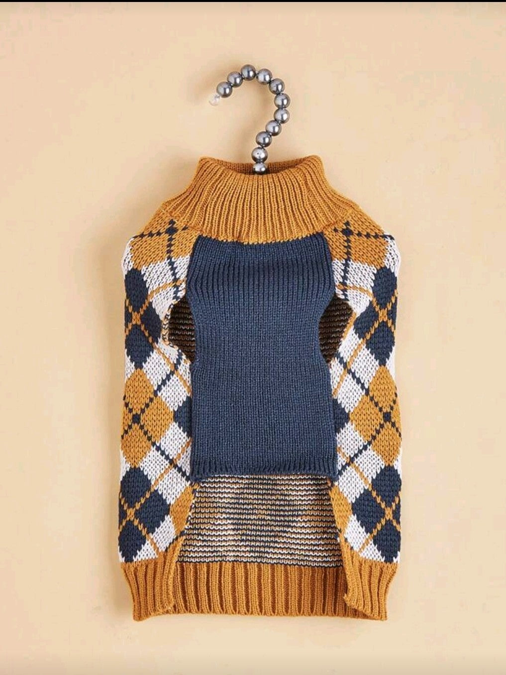 Dog Jumper - orange & blue plaid