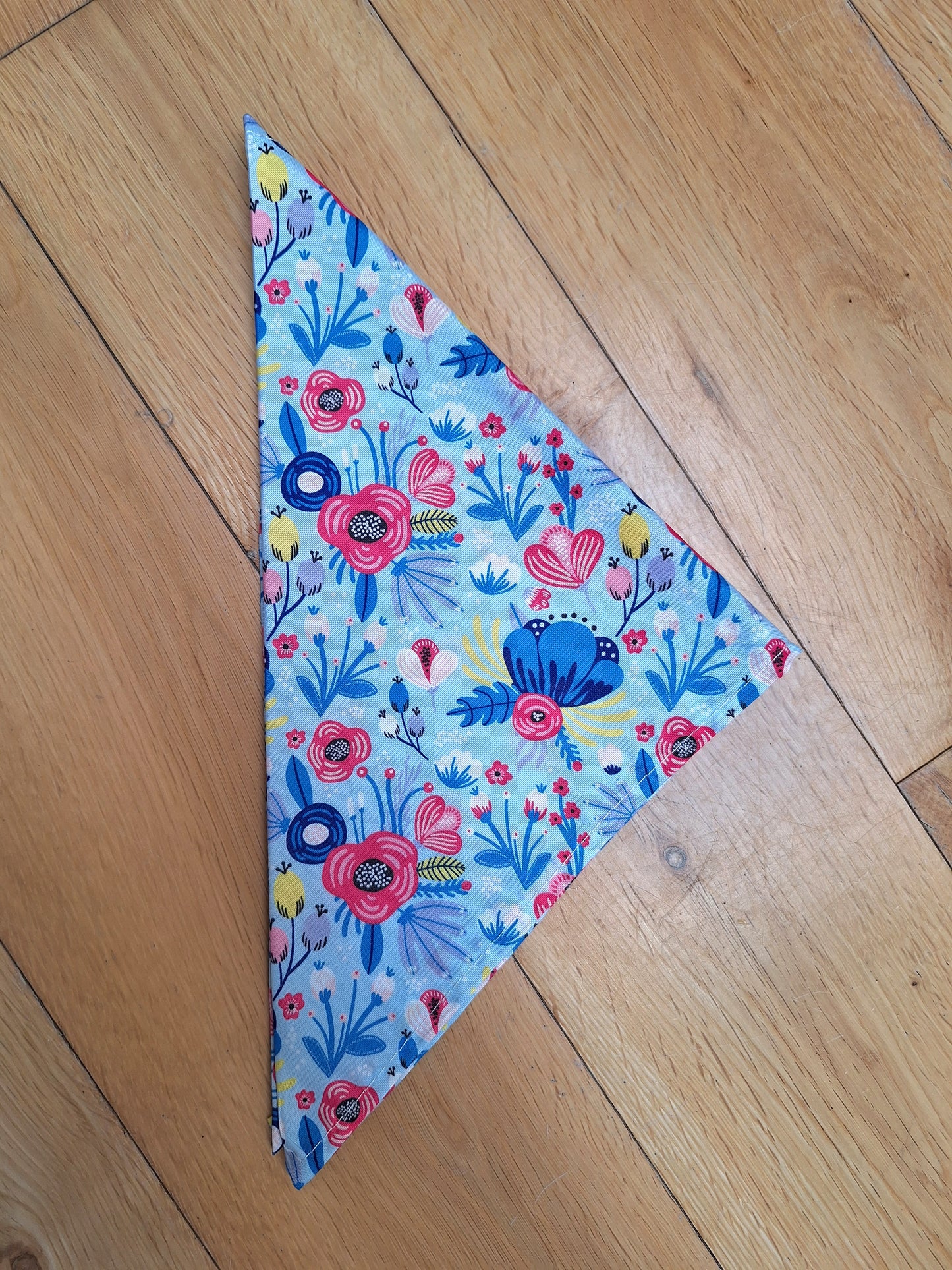 Dog neck tie bandana - Floral Blue