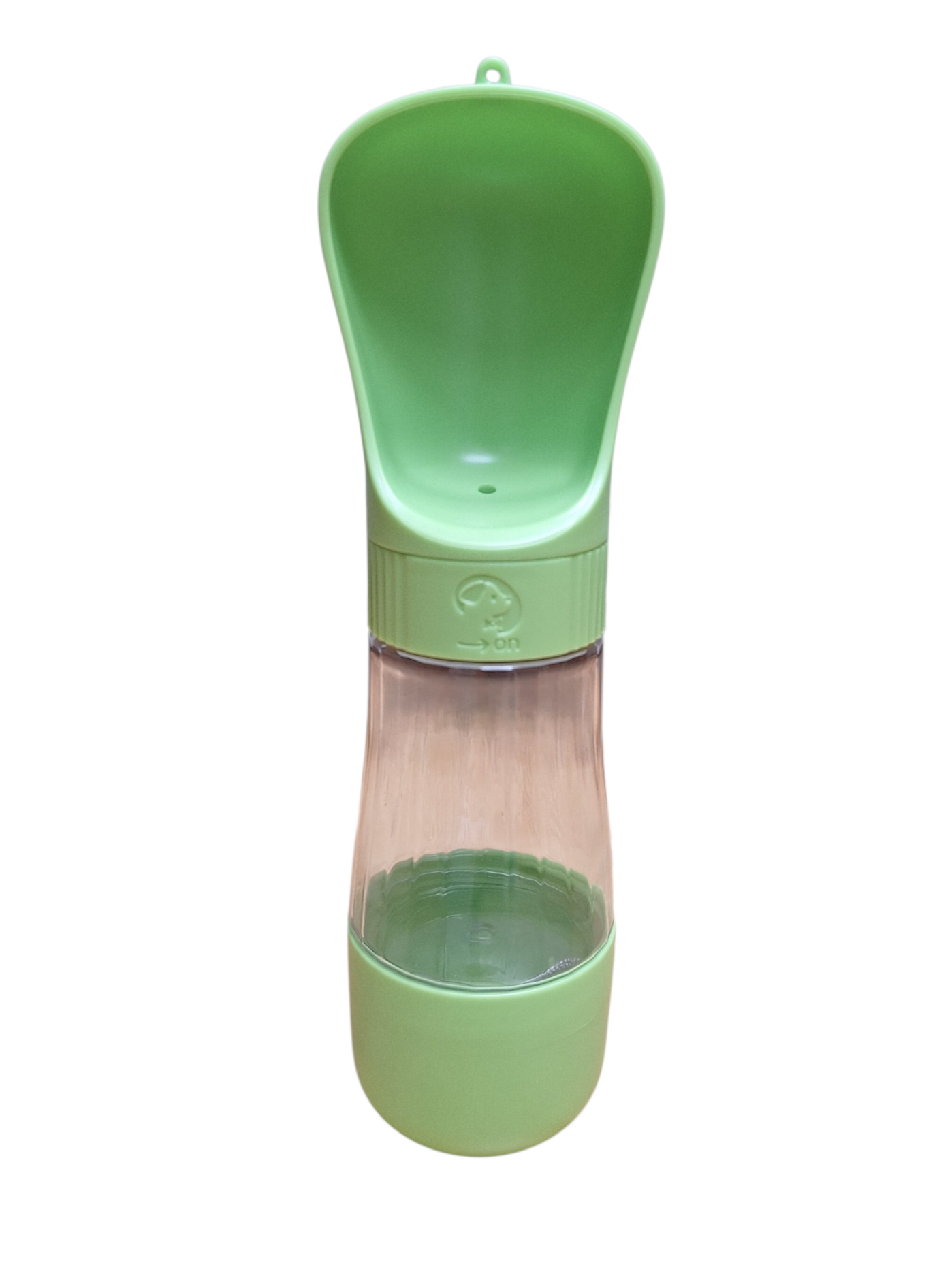 Green pet water bottle on a white background