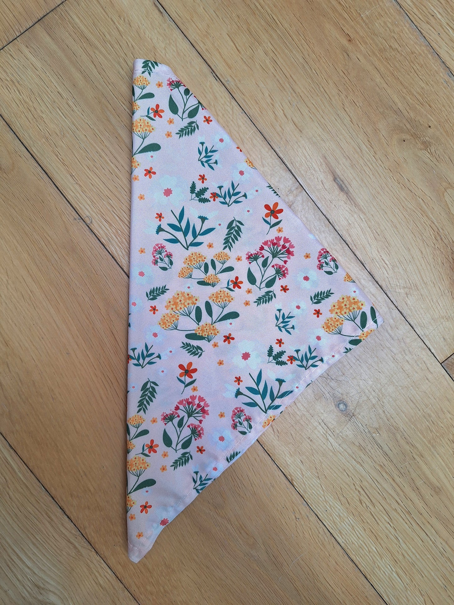 Dog neck tie bandana - Floral Red Heart