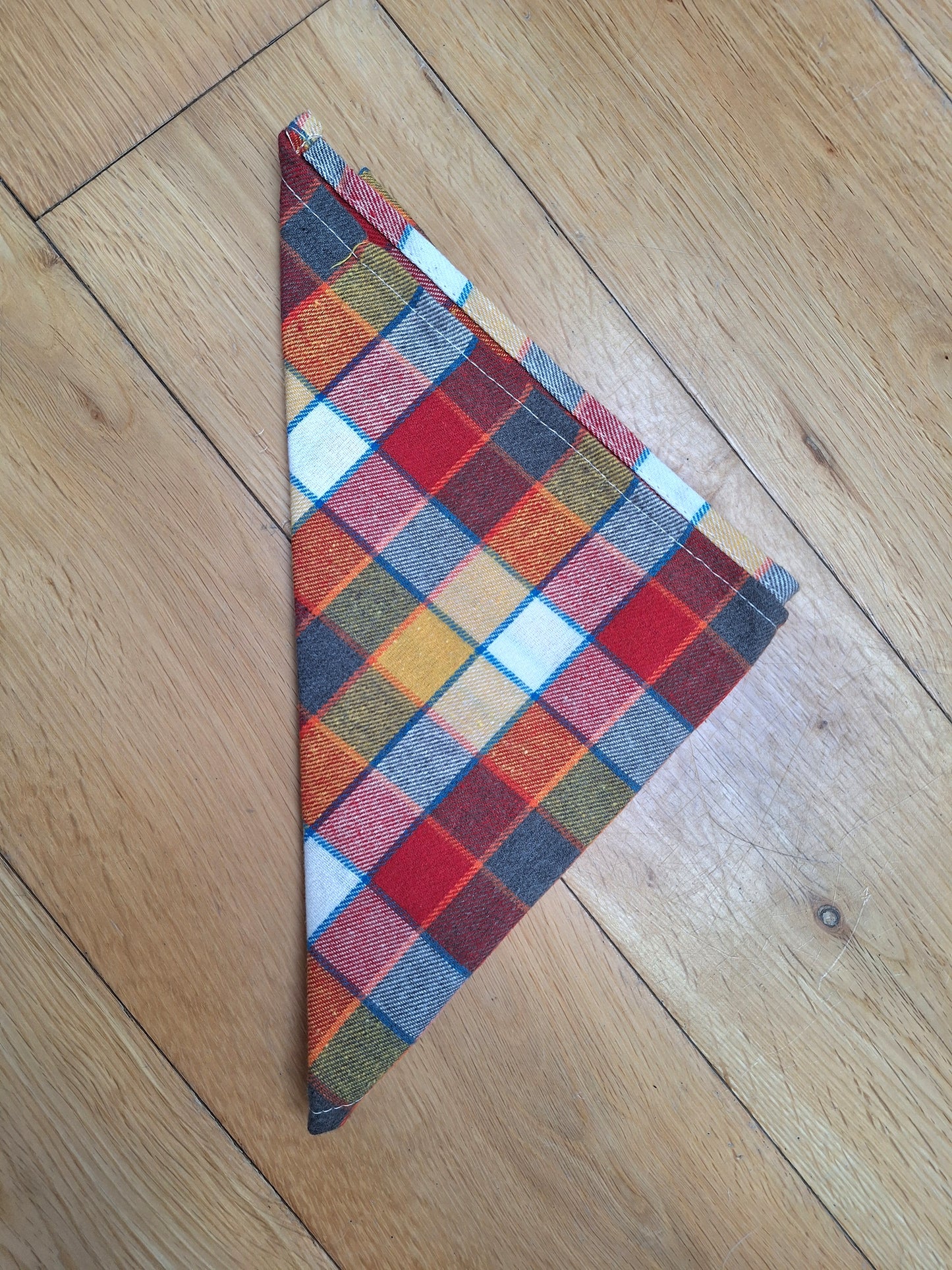 Dog neck tie bandana - red & yellow plaid