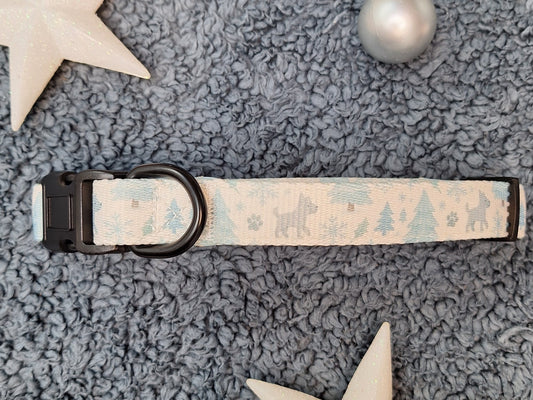 Dog collar with decorative pattern on a textured gray surface